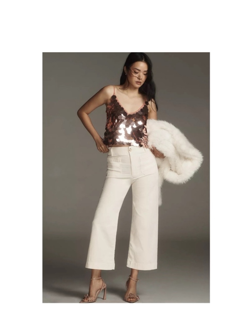 Maeve by Anthropology The Colette Corduroy Wide Leg Pants Size 34 white cream